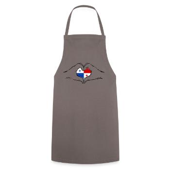 Drapeau du Panama en forme de coeur utilisé - Tablier de cuisine - gris - Devant - AI Model Male 185 dark (185cm)