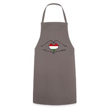 Hungary Flag Heart Shape Used - Cooking Apron - grey - Front - AI Model Male 185 dark (185cm)