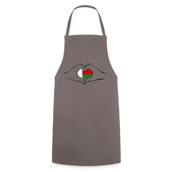 Madagascar flag heart shape used - Cooking Apron - grey - Front - AI Model Male 185 dark (185cm)
