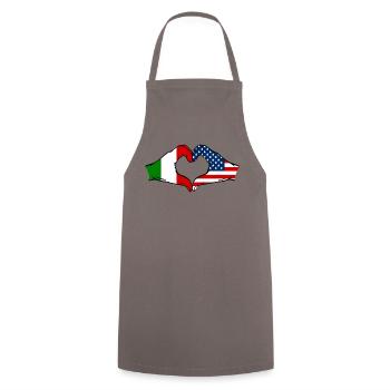 Italy USA heart shape with hands - Cooking Apron - grey - Front - AI Model Male 185 dark (185cm)