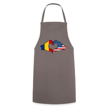 Romania USA heart shape with hands - Cooking Apron - grey - Front - AI Model Male 185 dark (185cm)
