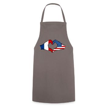 France USA Heart Shape with Hands - Cooking Apron - grey - Front - AI Model Male 185 dark (185cm)