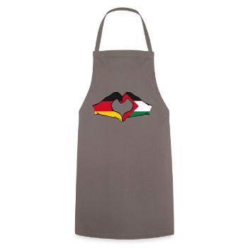 Germany Palestine heart shape with hands - Cooking Apron - grey - Front - AI Model Male 185 dark (185cm)