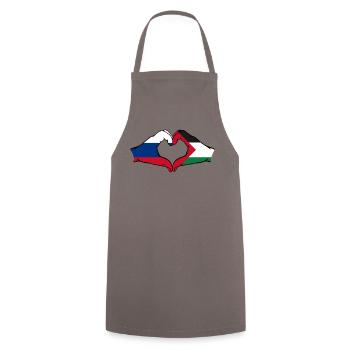 Forme de coeur Russie Palestine avec les mains - Tablier de cuisine - gris - Devant - AI Model Male 185 dark (185cm)