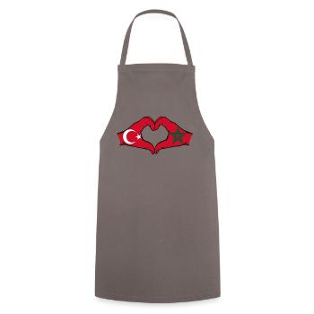 Forme de coeur Türkiye Maroc avec mains - Tablier de cuisine - gris - Devant - AI Model Male 185 dark (185cm)