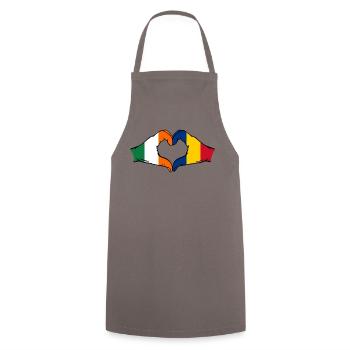 Irland Rumänien Herzform mit Hände - Kochschürze - Grau - Vorne - AI Model Male 185 dark (185cm)