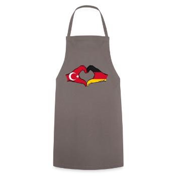 Turkey Germany Heart Shape with Hands - Cooking Apron - grey - Front - AI Model Male 185 dark (185cm)