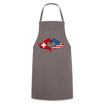 Switzerland USA heart shape with hands - Cooking Apron - grey - Front - AI Model Male 185 dark (185cm)