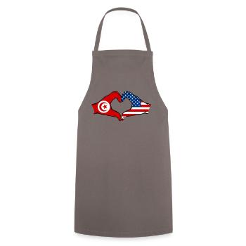 Tunisia USA heart shape with hands - Cooking Apron - grey - Front - AI Model Male 185 dark (185cm)