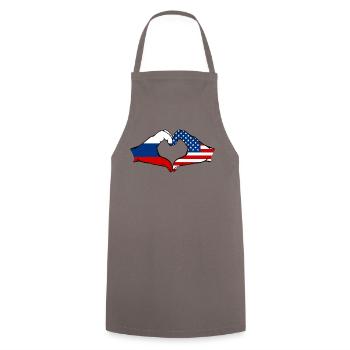 Russia USA heart shape with hands - Cooking Apron - grey - Front - AI Model Male 185 dark (185cm)
