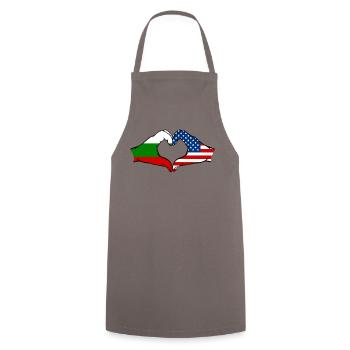 Bulgaria USA heart shape with hands - Cooking Apron - grey - Front - AI Model Male 185 dark (185cm)