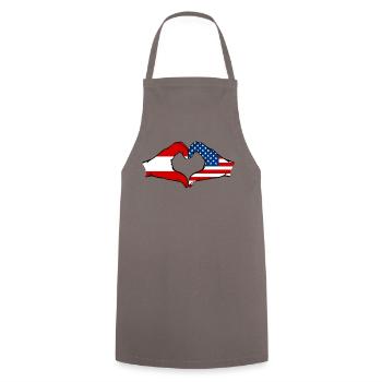 Austria USA heart shape with hands - Cooking Apron - grey - Front - AI Model Male 185 dark (185cm)