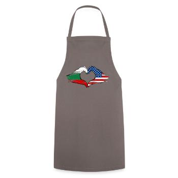 Bulgaria USA heart shape with hands used - Cooking Apron - grey - Front - AI Model Male 185 dark (185cm)