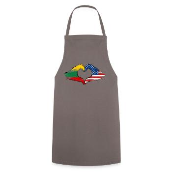 Lithuania USA heart shape with hands used - Cooking Apron - grey - Front - AI Model Male 185 dark (185cm)