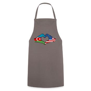 Azerbaijan USA Heart Shape with Hands - Cooking Apron - grey - Front - AI Model Male 185 dark (185cm)