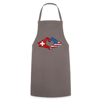 Switzerland USA heart shape with hands used - Cooking Apron - grey - Front - AI Model Male 185 dark (185cm)