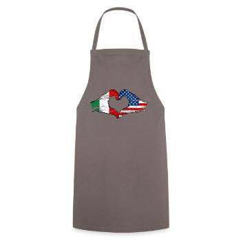 Italy USA heart shape with hands used - Cooking Apron - grey - Front - AI Model Male 185 dark (185cm)