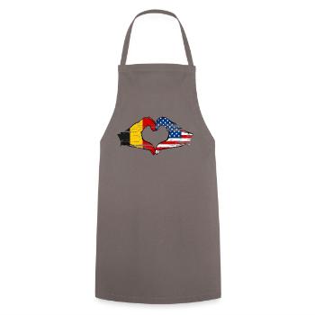 Belgium USA heart shape with hands used - Cooking Apron - grey - Front - AI Model Male 185 dark (185cm)