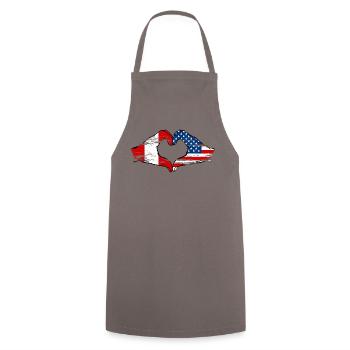 Peru USA heart shape with hands used - Cooking Apron - grey - Front - AI Model Male 185 dark (185cm)