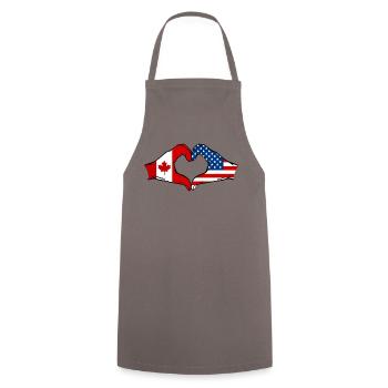 Canada USA heart shape with hands - Cooking Apron - grey - Front - AI Model Male 185 dark (185cm)