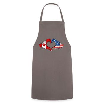 Canada USA heart shape with hands used - Cooking Apron - grey - Front - AI Model Male 185 dark (185cm)