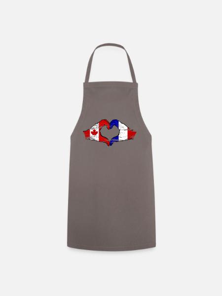 Forme de coeur Canada France avec mains utilisées - Tablier de cuisine - gris
