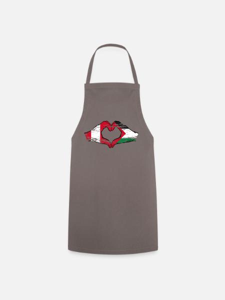 Peru Palestine Heart Shape with Hands Used - Cooking Apron - grey