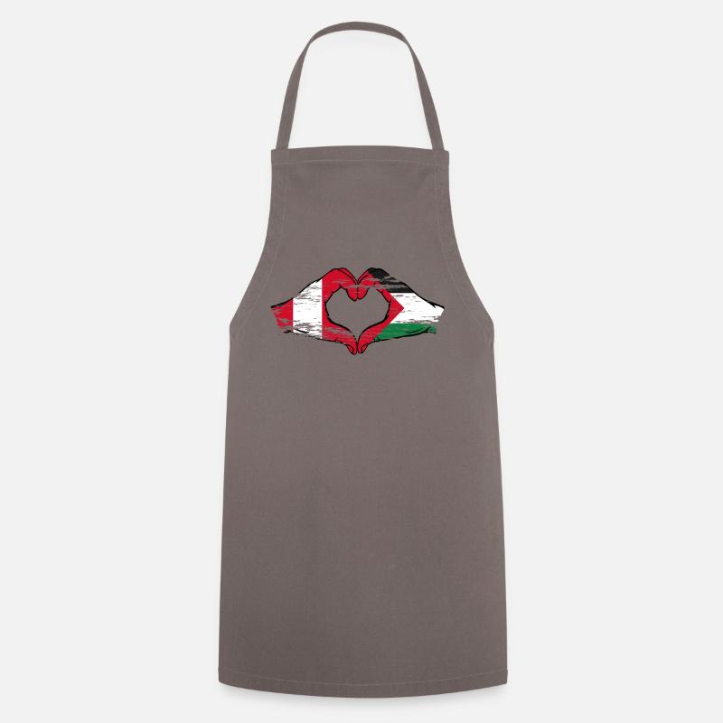 Pérou Palestine forme de coeur avec les mains utilisées - Tablier de cuisine - gris
