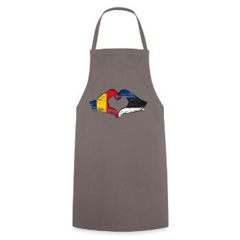 Roumanie Estonie forme de coeur avec des mains utilisées - Tablier de cuisine - gris - Devant - AI Model Male 185 dark (185cm)