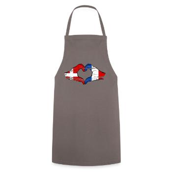 Danemark France Forme de coeur avec les mains utilisées - Tablier de cuisine - gris - Devant - AI Model Male 185 dark (185cm)