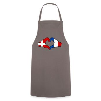 Denmark France Heart Shape with Hands - Cooking Apron - grey - Front - AI Model Male 185 dark (185cm)