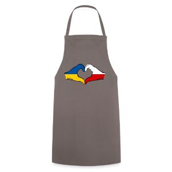 Ukraine Poland Heart Shape with Hands - Cooking Apron - grey - Front - AI Model Male 185 dark (185cm)