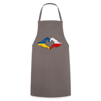 Ukraine Poland Heart shape with hands used - Cooking Apron - grey - Front - AI Model Male 185 dark (185cm)