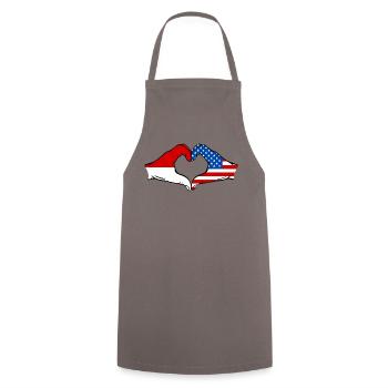 Indonesia USA Heart Shape with Hands - Cooking Apron - grey - Front - AI Model Male 185 dark (185cm)