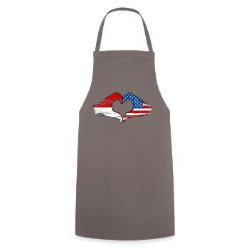 Indonesia USA Heart Shape with Hands Used - Cooking Apron - grey - Front - AI Model Male 185 dark (185cm)