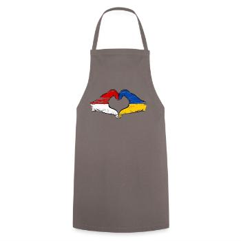 Indonesia Ukraine Heart Shape with Hands Used - Cooking Apron - grey - Front - AI Model Male 185 dark (185cm)