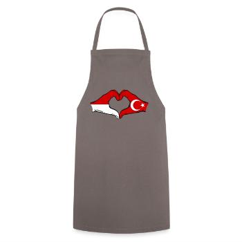 Indonésie Turquie en forme de coeur avec les mains - Tablier de cuisine - gris - Devant - AI Model Male 185 dark (185cm)