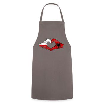 Pologne Albanie forme de coeur avec des mains utilisées - Tablier de cuisine - gris - Devant - AI Model Male 185 dark (185cm)