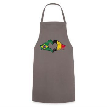Brazil Belgium Flag Hands Heart Shape Used - Cooking Apron - grey - Front - AI Model Male 185 dark (185cm)