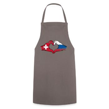 Suisse Russie Drapeau Mains Coeur Forme Utilisé - Tablier de cuisine - gris - Devant - AI Model Male 185 dark (185cm)