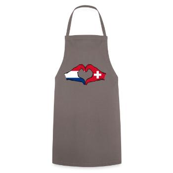 Holland Switzerland Flag Hands Heart Shape - Cooking Apron - grey - Front - AI Model Male 185 dark (185cm)