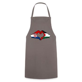 Croatie Palestine drapeau mains forme de coeur - Tablier de cuisine - gris - Devant - AI Model Male 185 dark (185cm)