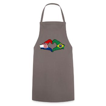 Croatie Brésil Drapeau Mains Coeur Forme - Tablier de cuisine - gris - Devant - AI Model Male 185 dark (185cm)