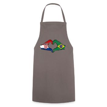 Croatie Brésil Drapeau Mains Coeur Forme Utilisé - Tablier de cuisine - gris - Devant - AI Model Male 185 dark (185cm)