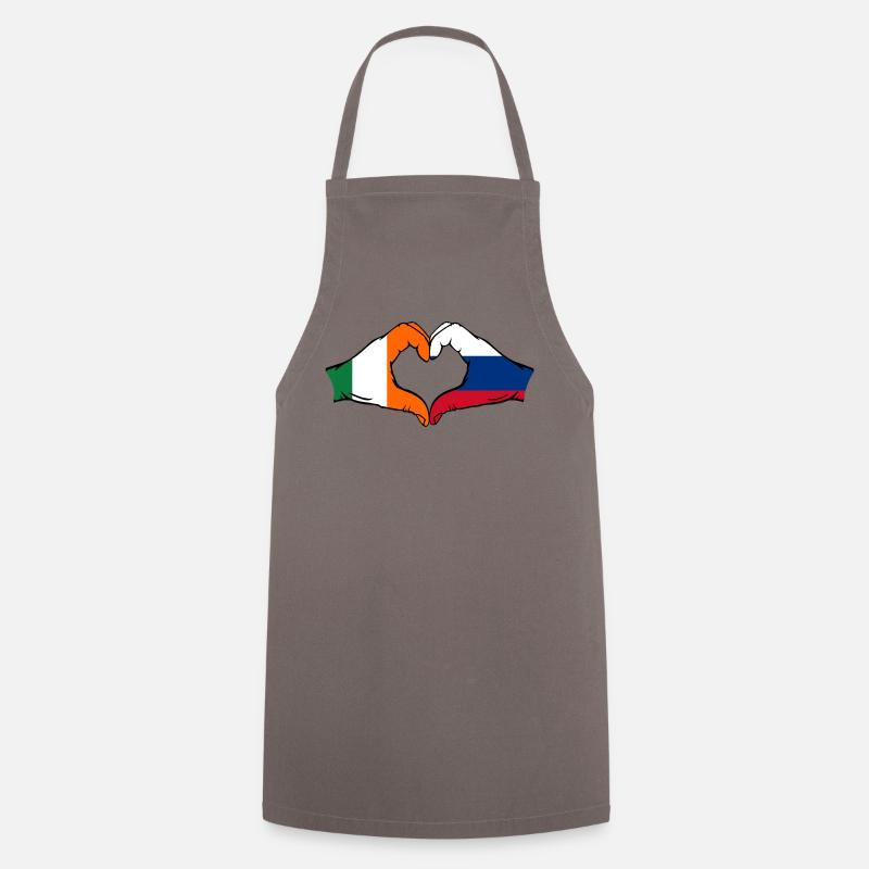Irlande Russie Drapeau Aiguilles Forme De Coeur - Tablier de cuisine - gris