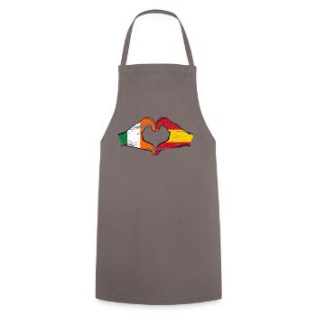 Ireland Spain Flag Hands Heart Shape Used - Cooking Apron - grey - Front - AI Model Male 185 dark (185cm)