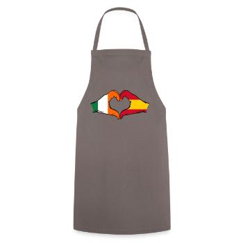 Ireland Spain Flag Hands Heart Shape - Cooking Apron - grey - Front - AI Model Male 185 dark (185cm)