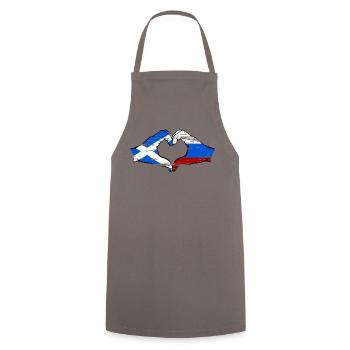 Ecosse Russie Drapeau Mains Coeur Forme D’occasion - Tablier de cuisine - gris - Devant - AI Model Male 185 dark (185cm)