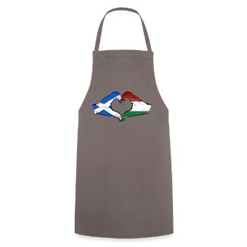 Ecosse Hongrie Drapeau Mains Coeur Forme Utilisé - Tablier de cuisine - gris - Devant - AI Model Male 185 dark (185cm)