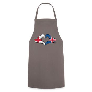 England Iceland flag hands heart shape used - Cooking Apron - grey - Front - AI Model Male 185 dark (185cm)